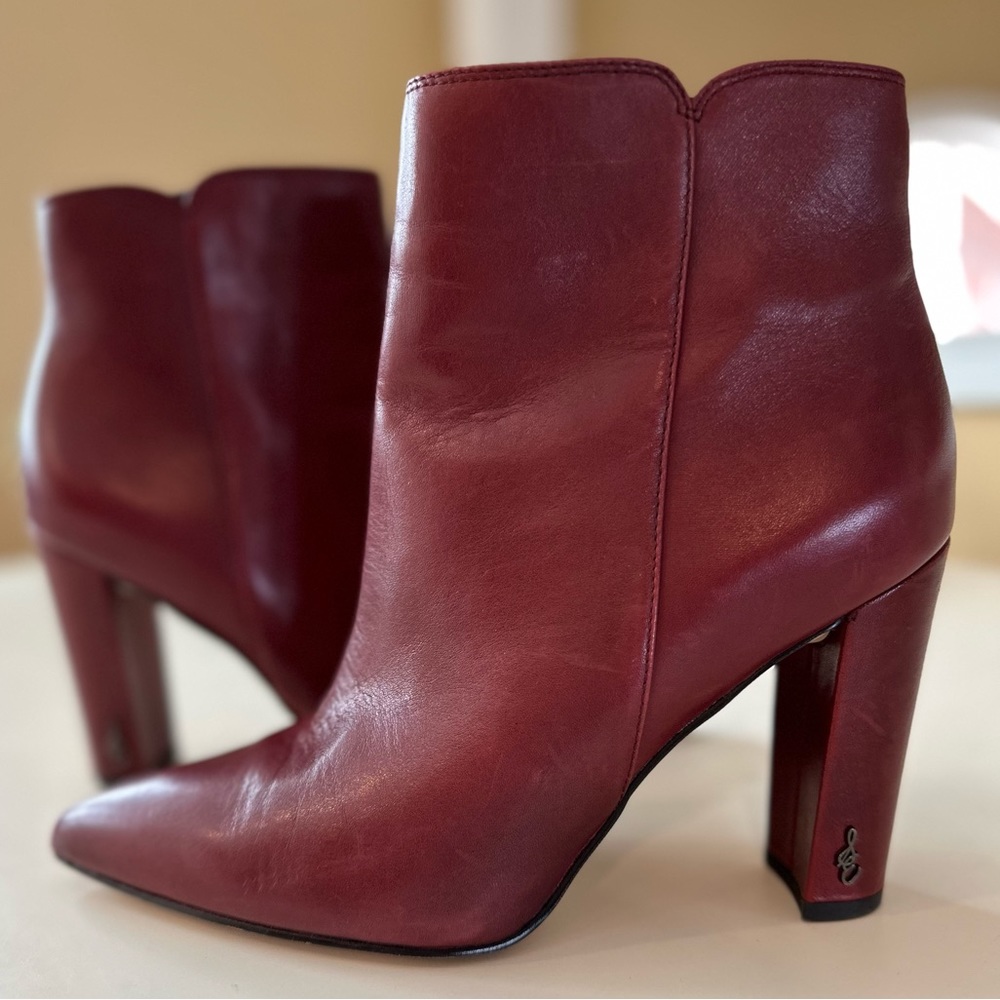Sam Edelman Burgundy Leather Ankle Boots